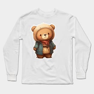 Cute Bear Cartoon Adventurer Adorable Kawaii Animal Long Sleeve T-Shirt